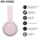 Sony WH-CH520 On-Ear Wireless Bluetooth Headphones - Pink
