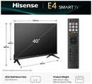 Hisense 40 Inch 40E4QTUK Smart FHD HDR LED Freely TV