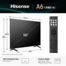 Hisense 50 Inch 50A6QTUK Smart 4K UHD HDR LED Freely TV